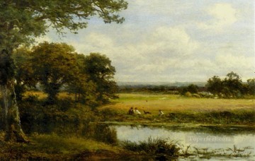 Surrey Cornfields landscape Benjamin Williams Leader Oil Paintings
